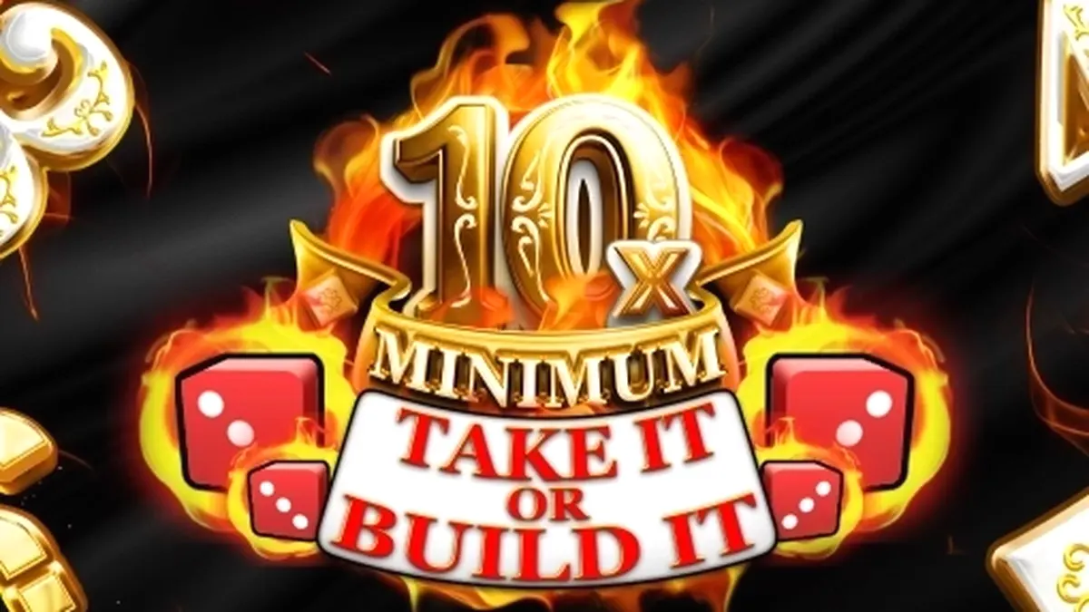 Tampilan visual antarmuka permainan slot 10x Minimum Take It or Build It